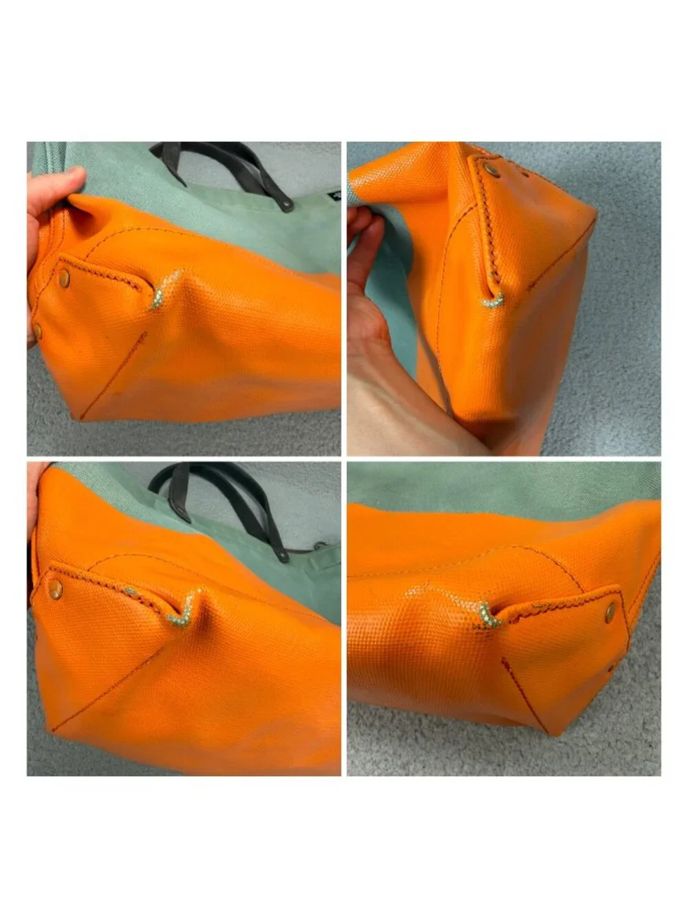 Jack Spade Tote Bag Green Orange Dipped Industrial Canvas Coal Utility Shoulder
